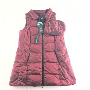 L'ATELIER NWT & Accessory Pouch Duck Down Puffer Vest Garnet Red Women's XL